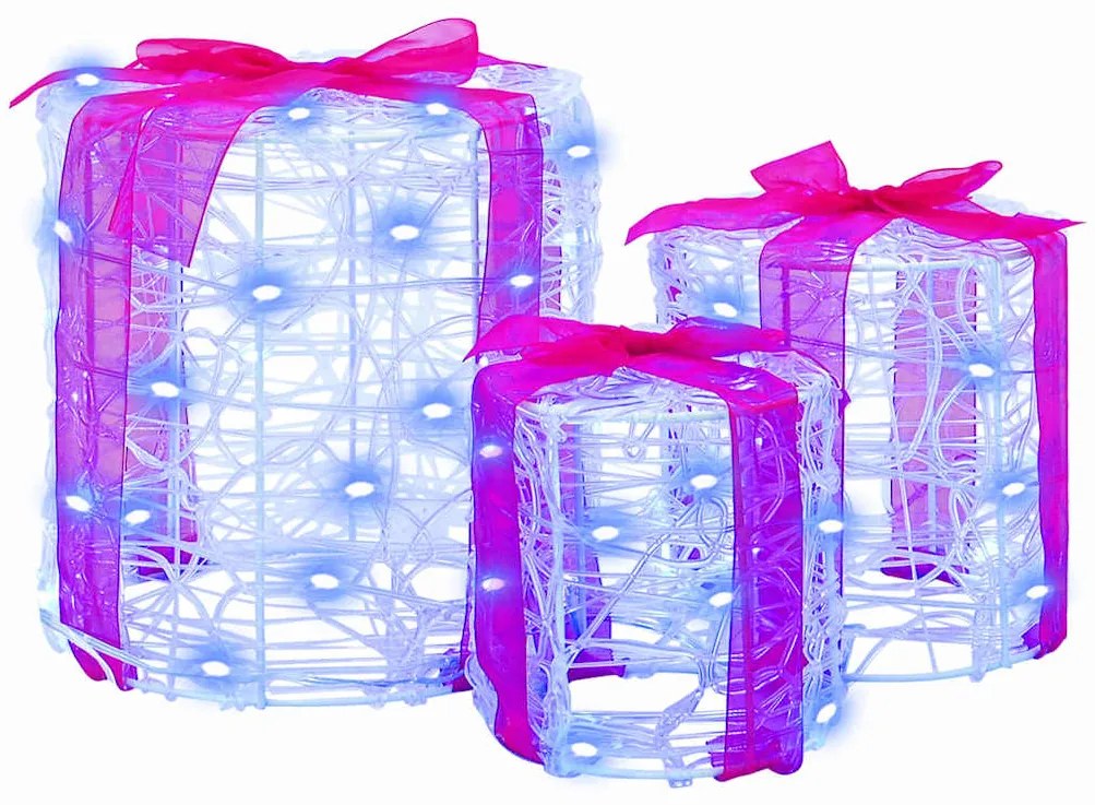 vidaXL Διακόσμηση Κουτιού Δώρου 3 pcs Μπλε 20 x 20 x 21 εκ Ακρυλικό