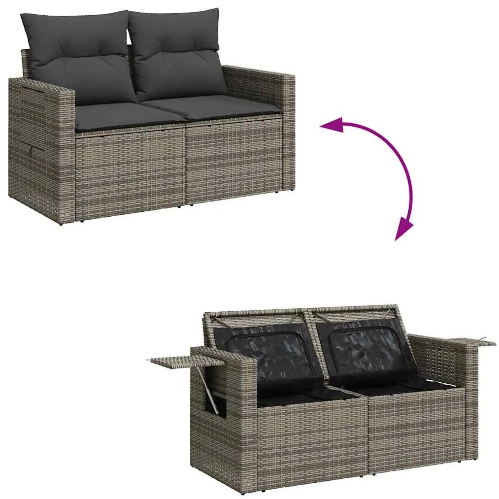 vidaXL Σετ Σαλονιού Κήπου 7 τεμ. Γκρι Συνθετικό Ρατάν με Μαξιλάρια