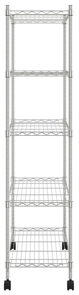 Ραφιέρα 5 Επιπέδων με Τροχούς Χρωμέ 75x35x155 εκ. 250 κ. - Ασήμι