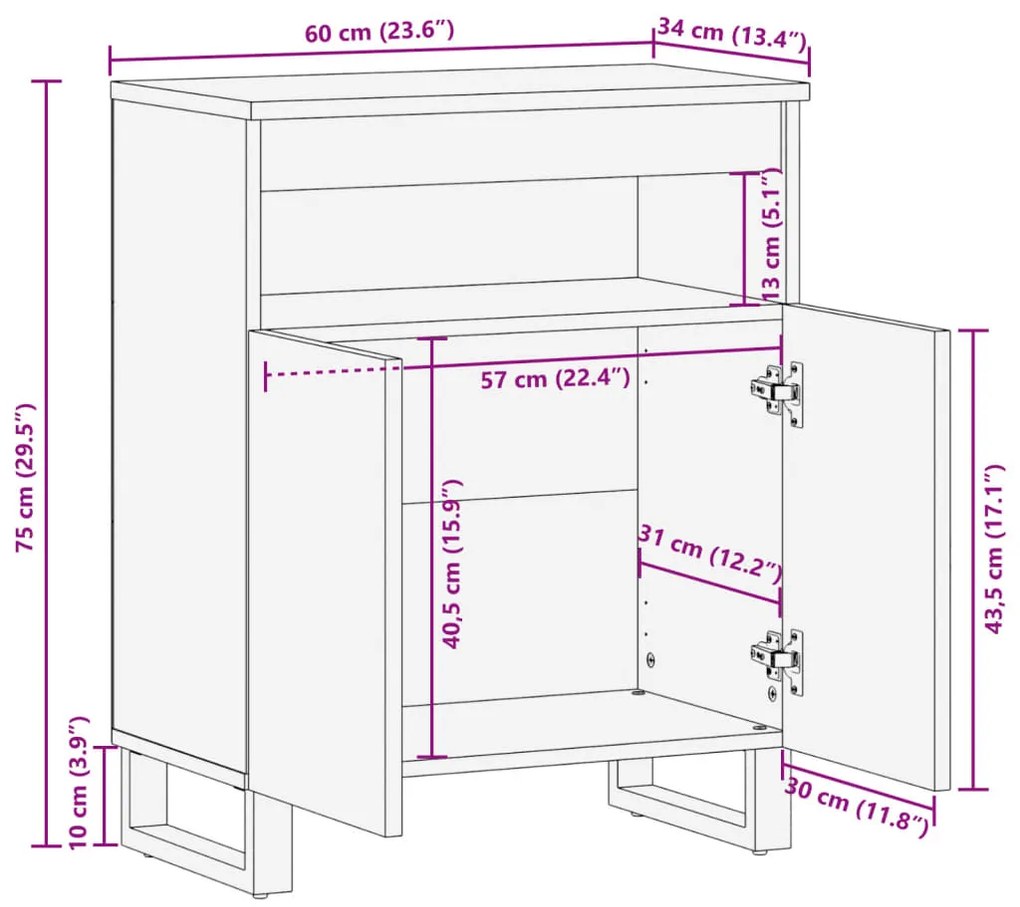 ΝΤΟΥΛΑΠΙ 60 X 34 X 75 ΕΚ. ΑΠΟ ΜΑΣΙΦ ΞΥΛΟ ΑΚΑΚΙΑΣ 377563