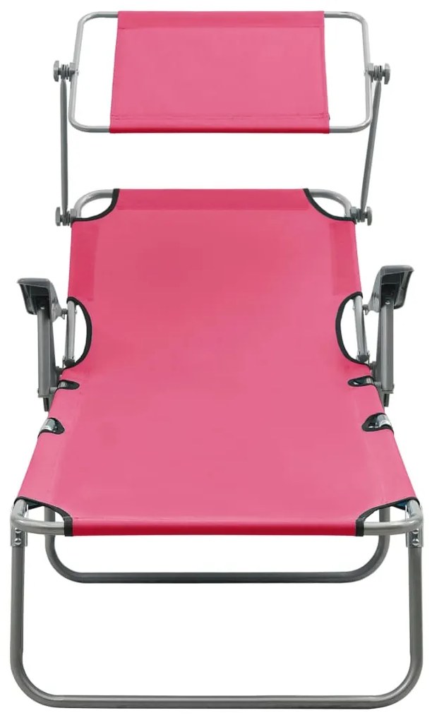 vidaXL Ξαπλώστρα Ροζ Ατσάλινη με Σκίαστρο