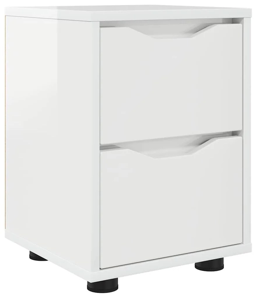 vidaXL Κομοδίνο με συρτάρι Υψηλής γυαλάδας λευκό 30,5 x 30 x 43 εκ