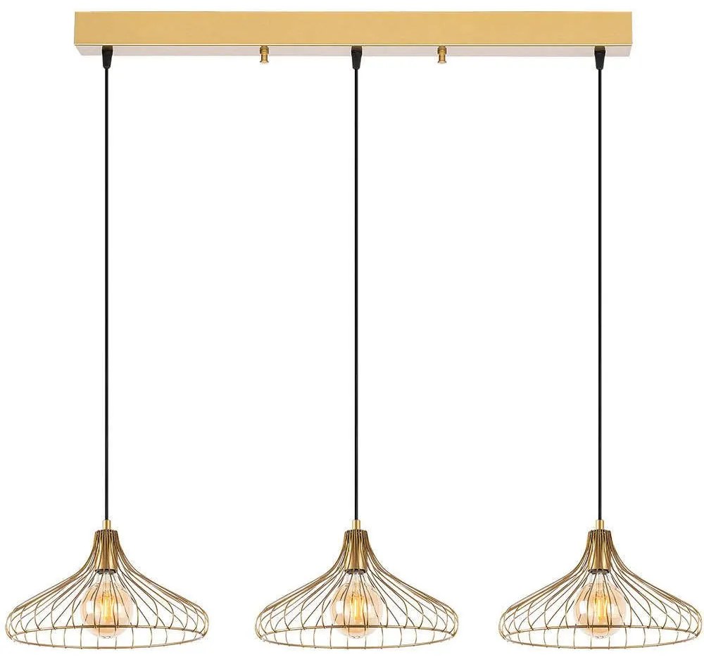 Φωτιστικό Οροφής - Ράγα Depay 942FLG1431 142x36x120cm 3xE27 40W Gold Opviq