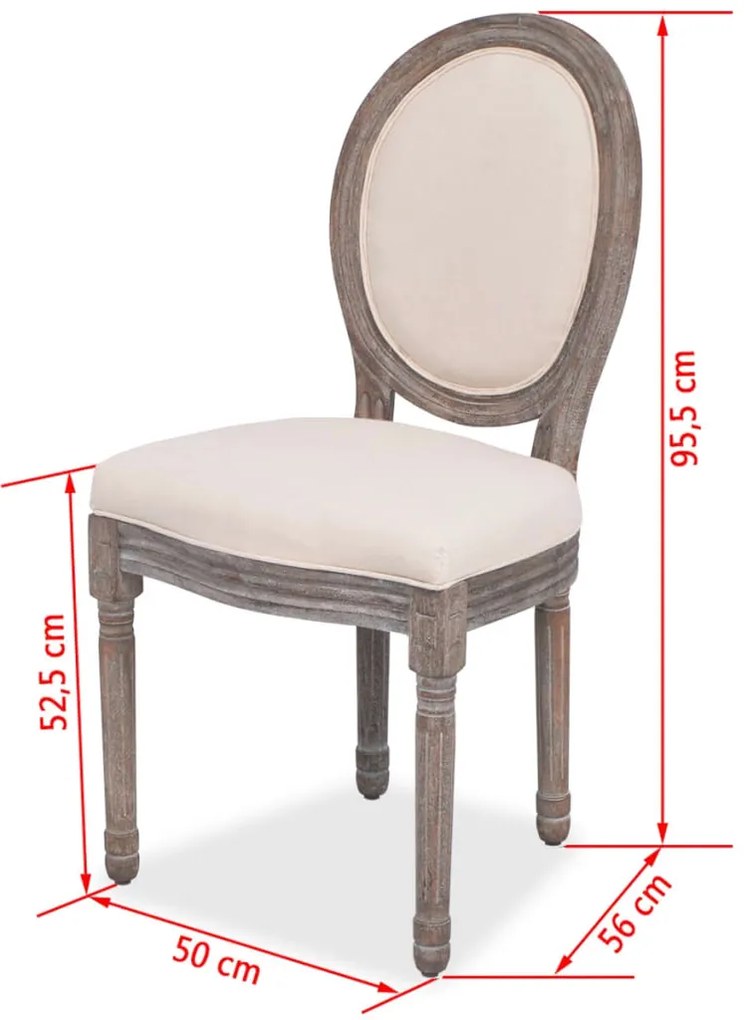 vidaXL Καρέκλες Τραπεζαρίας 4 τεμ. Κρεμ Υφασμάτινες