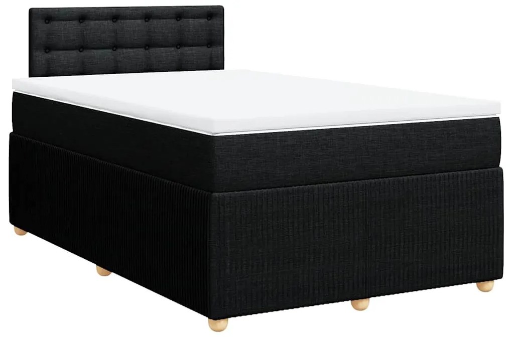vidaXL Κρεβάτι Boxspring με Στρώμα Μαύρο 120x200 εκ. Υφασμάτινο