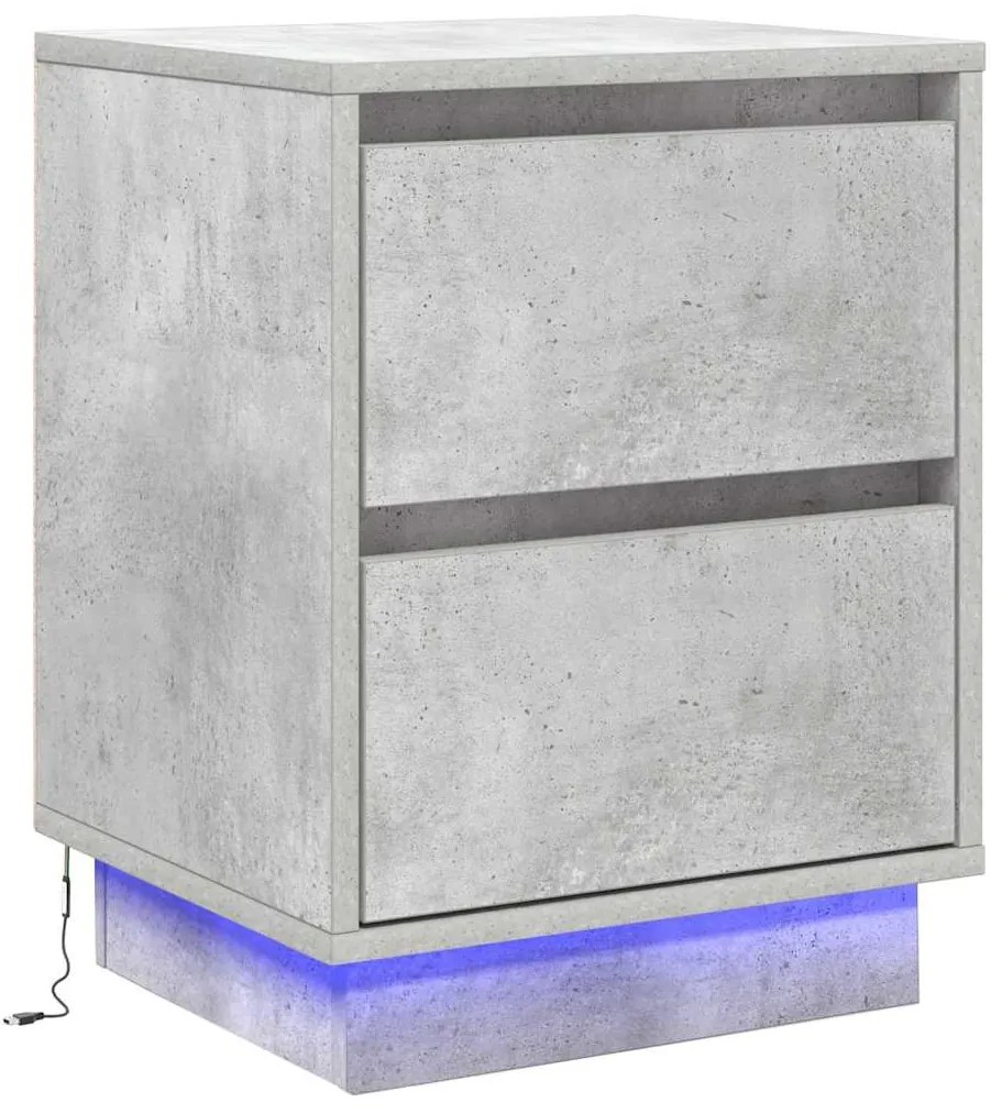 vidaXL Κομοδίνο με συρτάρι 2 pcs Γκρι σκυροδέματος 39 x 34.5 x 50 εκ.