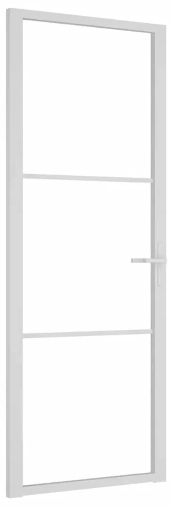 vidaXL Εσωτερική Πόρτα 76 x 201,5 εκ. Λευκό ESG Γυαλί και Αλουμίνιο