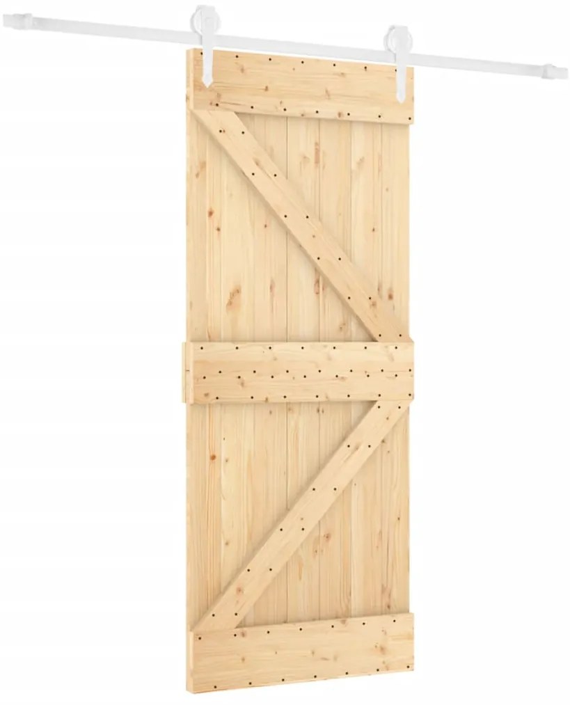 vidaXL Συρόμενη Μεσόπορτα με Μηχανισμό 80 x 210 εκ. Μασίφ Ξύλο Πεύκου