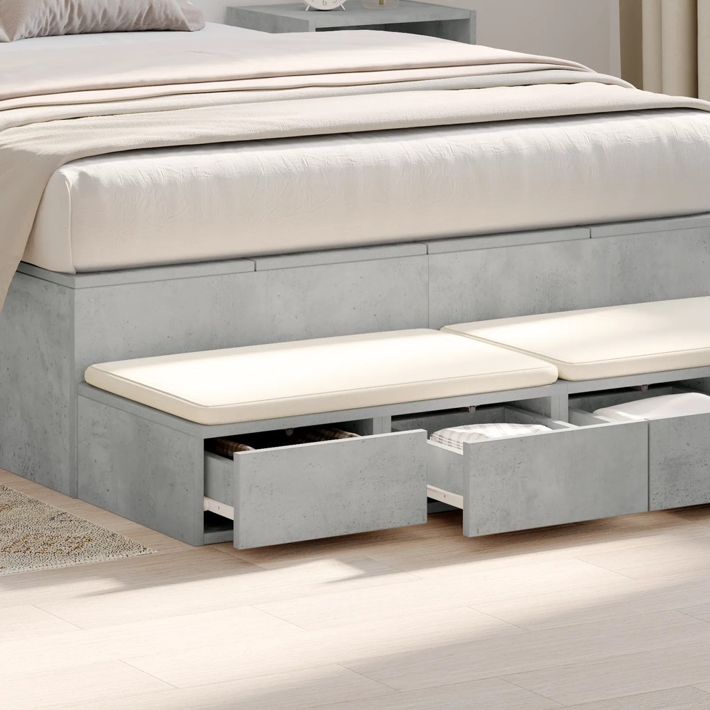 vidaXL Κομοδίνα Σκυρόδεμα Γκρι 120x36.5x16.5 εκ.