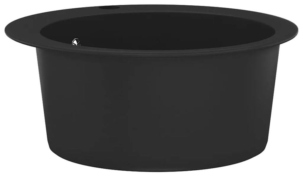 vidaXL Νεροχύτης με Μονή Γούρνα Στρογγυλός Μαύρος Γρανιτένιος