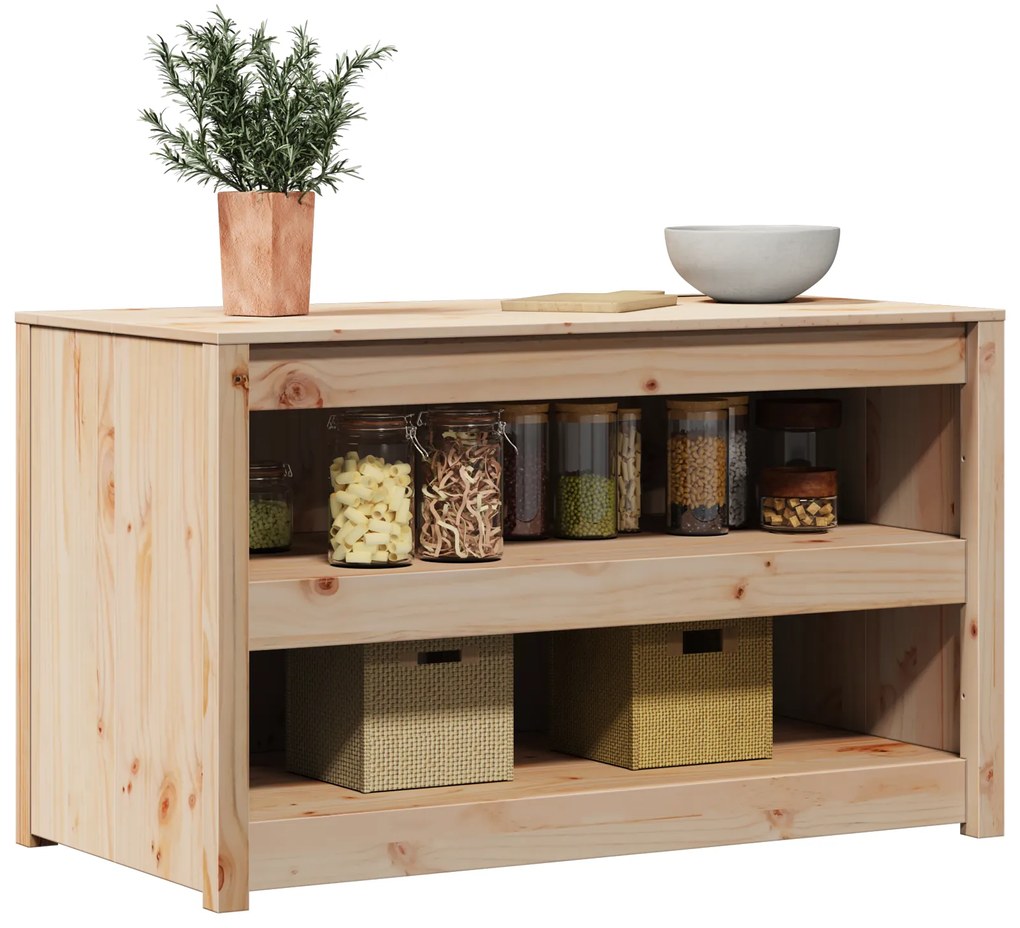 vidaXL Ντουλάπα Κουζίνας Καφέ 106 x 55 x 64 cm Μασίφ ξύλο πεύκου