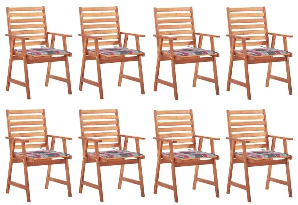 Καρέκλες Τραπεζαρίας Εξ. Χώρου 8 τεμ. Ξύλο Ακακίας με Μαξιλάρια - Καφέ