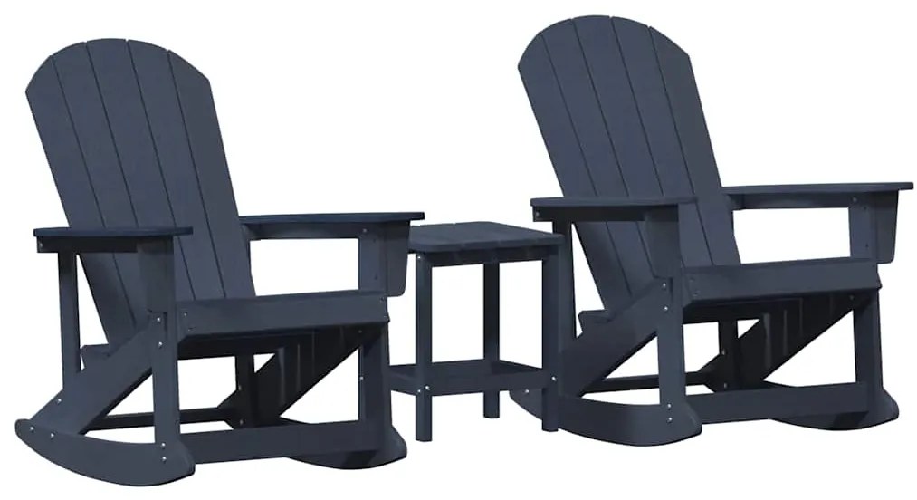 vidaXL Σετ Ξαπλώστρας Κήπου 3 pcs Σκούρο μπλε HDPE