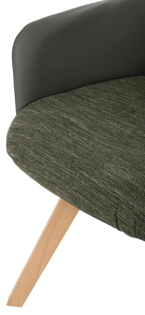 Πολυθρόνα DEW C9848.05 Πράσινο Ύφασμα &amp; PU με Πόδια Ξύλο Οξιάς 56,5x62x81,5Υεκ. 2αδα 56.5x62x81.5 εκ.