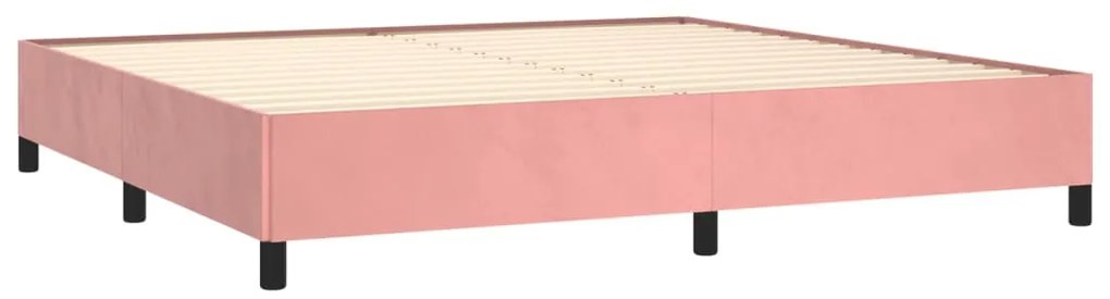 vidaXL Κρεβάτι Boxspring με Στρώμα Ροζ 200x200 εκ. Βελούδινο