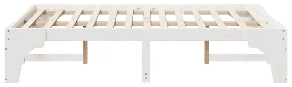vidaXL Κρεβάτι δαπέδου Λευκό 120 x 190 cm Μασίφ ξύλο πεύκου