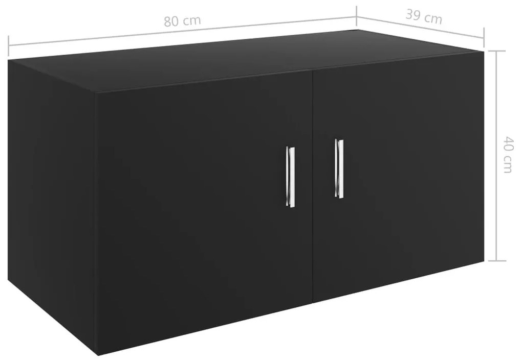 Ντουλάπι Επιτοίχιο Μαύρο 80 x 39 x 40 εκ. από Επεξ. Ξύλο - Μαύρο