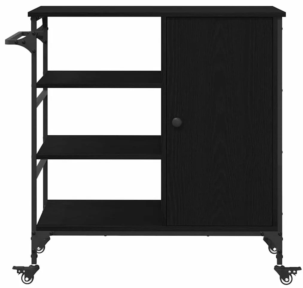 vidaXL Καρότσι Κουζίνας Μαύρη Οξυά 87.5 x 39 x 84.5 εκ