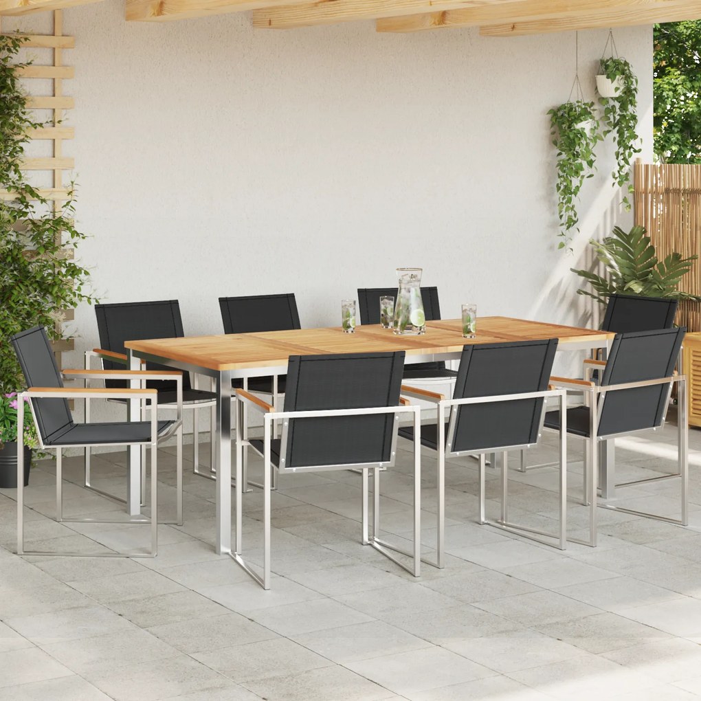 vidaXL Σετ Γευμάτων 9 Τεμαχίων από Μασίφ Ξύλο Teak