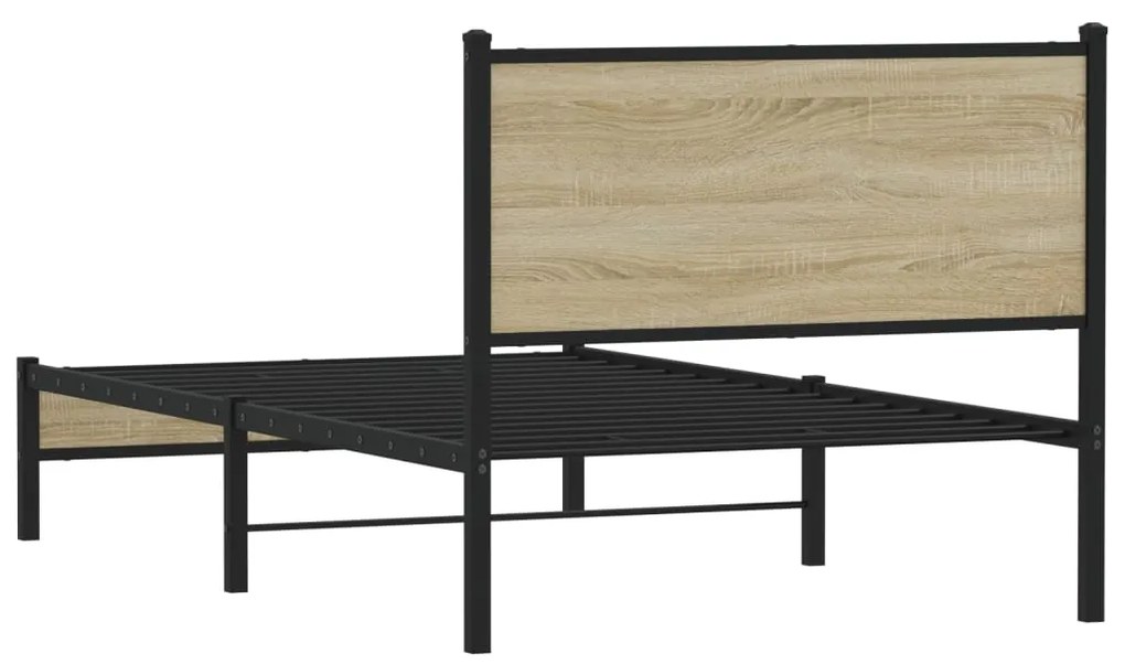 vidaXL Σκελετός Κρεβ. Χωρίς Στρώμα Sonoma Δρυς 100x200 εκ. Μεταλλικό