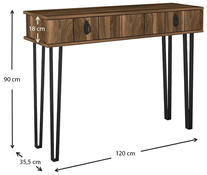 Κονσόλα Helsinki Megapap χρώμα καρυδί 120x35,5x90εκ.