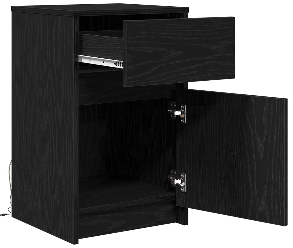 vidaXL LED Κρεβατάκι Ντουλάπα 2 pcs Μαύρη δρυς 38 x 34 x 61 εκ.