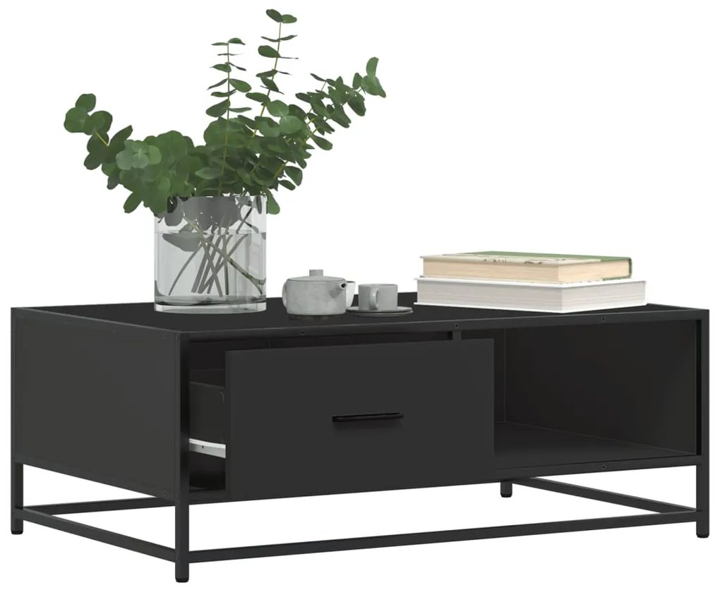 vidaXL Τραπεζάκι Σαλονιού Μαύρο 90x57x35 εκ. Επεξ. Ξύλο &amp; Μέταλλο