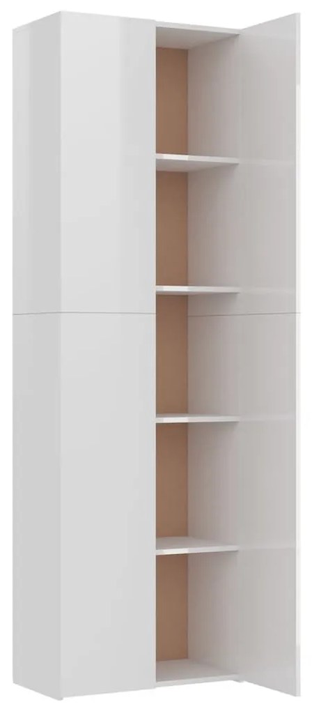 Ντουλάπα Γραφείου Γυαλιστερό Λευκό 60x32x190 εκ. Επεξ. Ξύλο - Λευκό