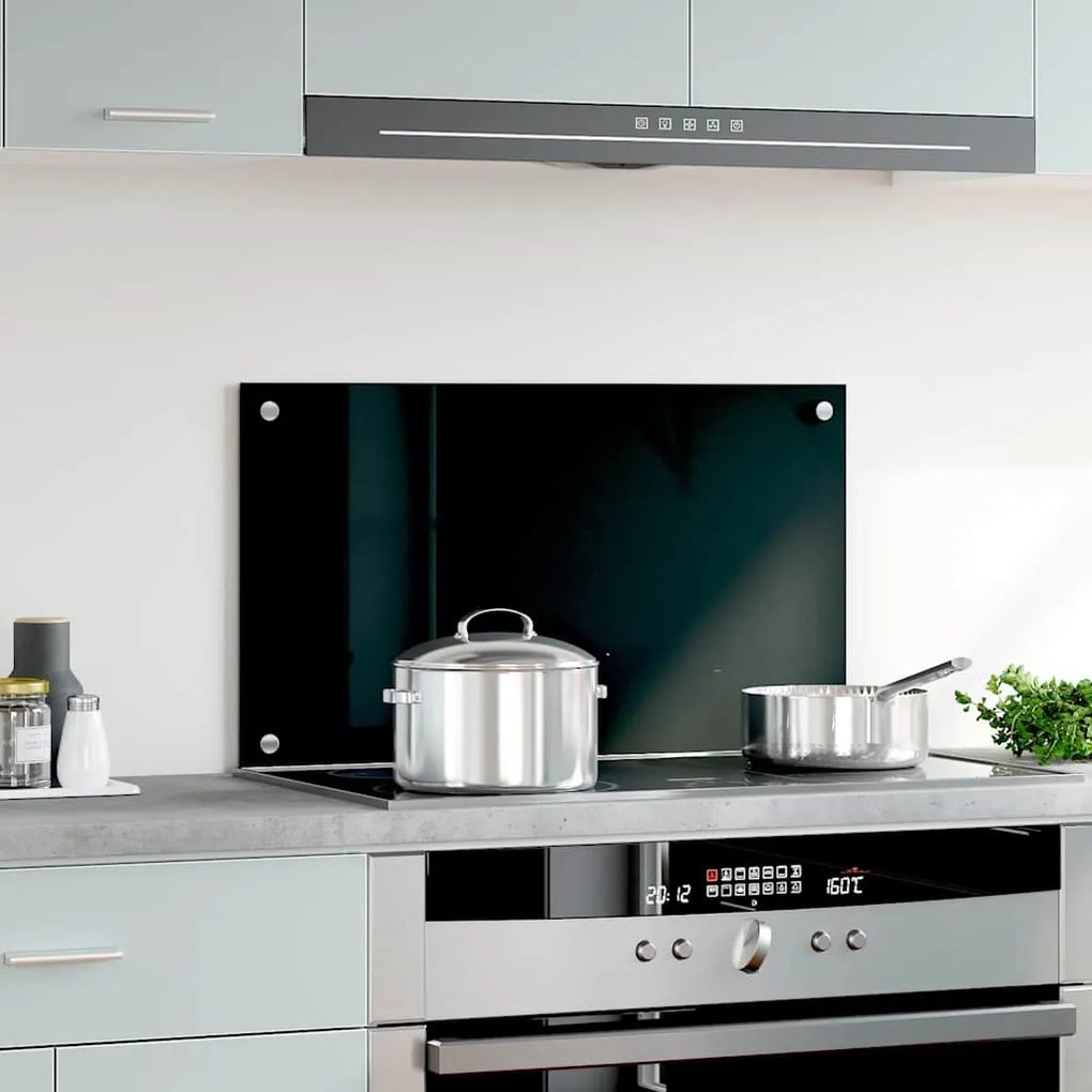vidaXL Πλάτη Κουζίνας Μαύρη 70 x 40 εκ. από Ψημένο Γυαλί