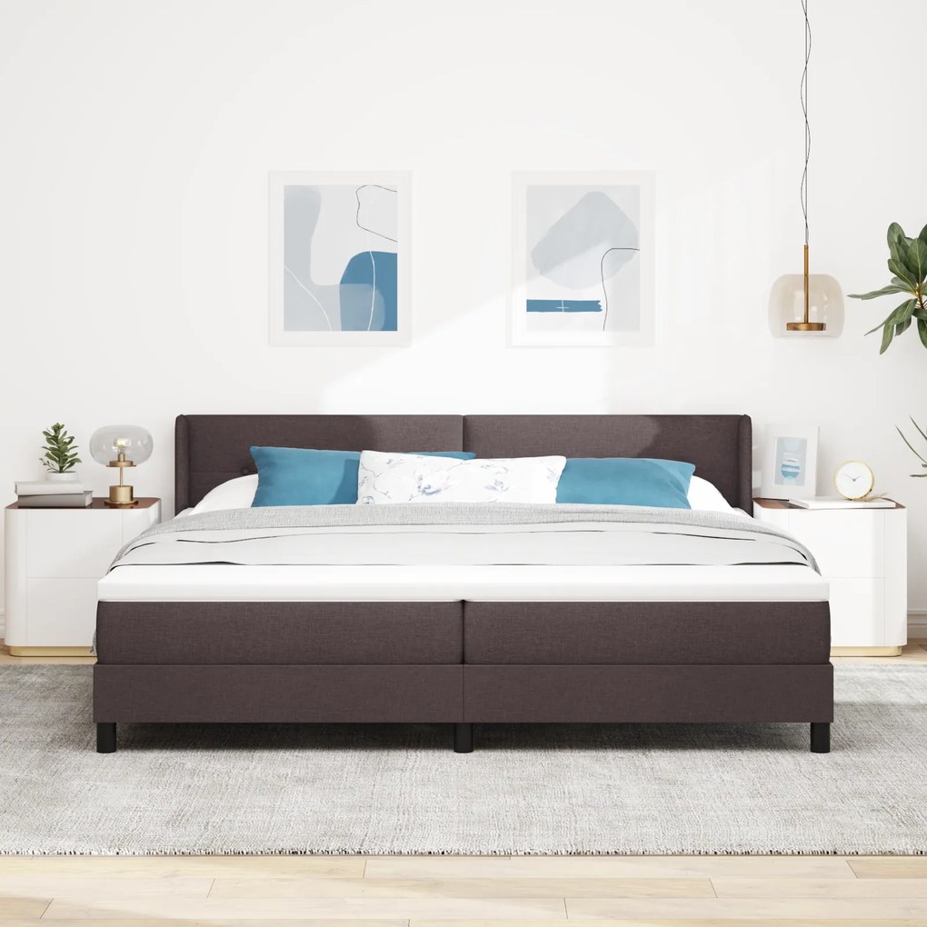 vidaXL Κρεβάτι με ελατήρια Σκούρο Καφέ 200 x 200 cm Ύφασμα και αφρός