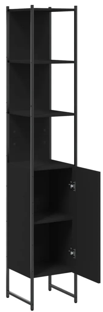 vidaXL Ντουλάπι Μπάνιου Μαύρο 33 x 33 x 185,5 εκ. Επεξεργασμένο Ξύλο