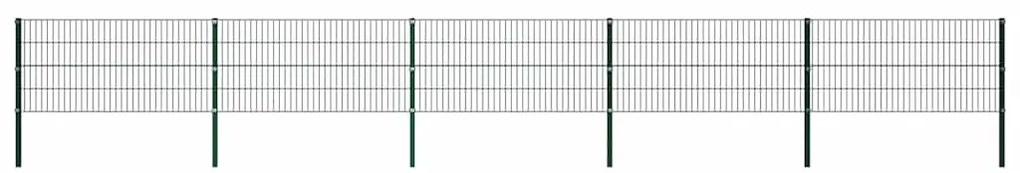 Πάνελ Περίφραξης με Στύλους Σιδερένιο Πράσινο 867 x 80 εκ.