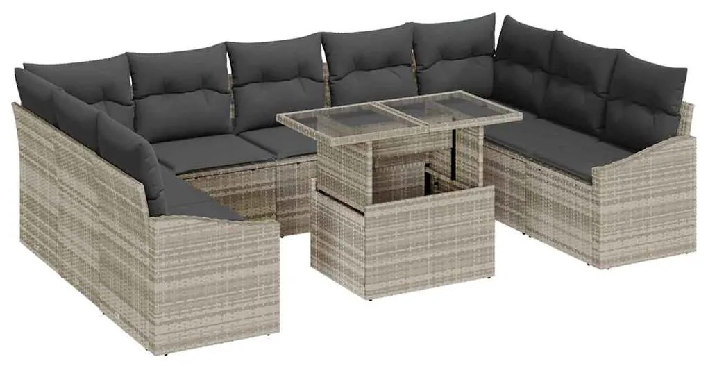 vidaXL Σετ Καναπέ Κήπου 10 pcs Μπεζ, Σκούρο Γκρι 100 x 55 x 73 εκ