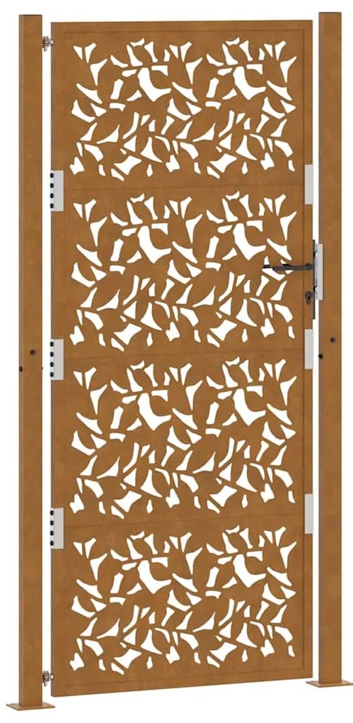 Πύλη κήπου 105x205 cm από χάλυβα με φύλλα καιρικές συνθήκες - Καφέ