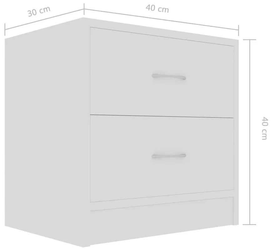vidaXL Κομοδίνα 2 τεμ. Λευκά 40 x 30 x 40 εκ. από Επεξ. Ξύλο