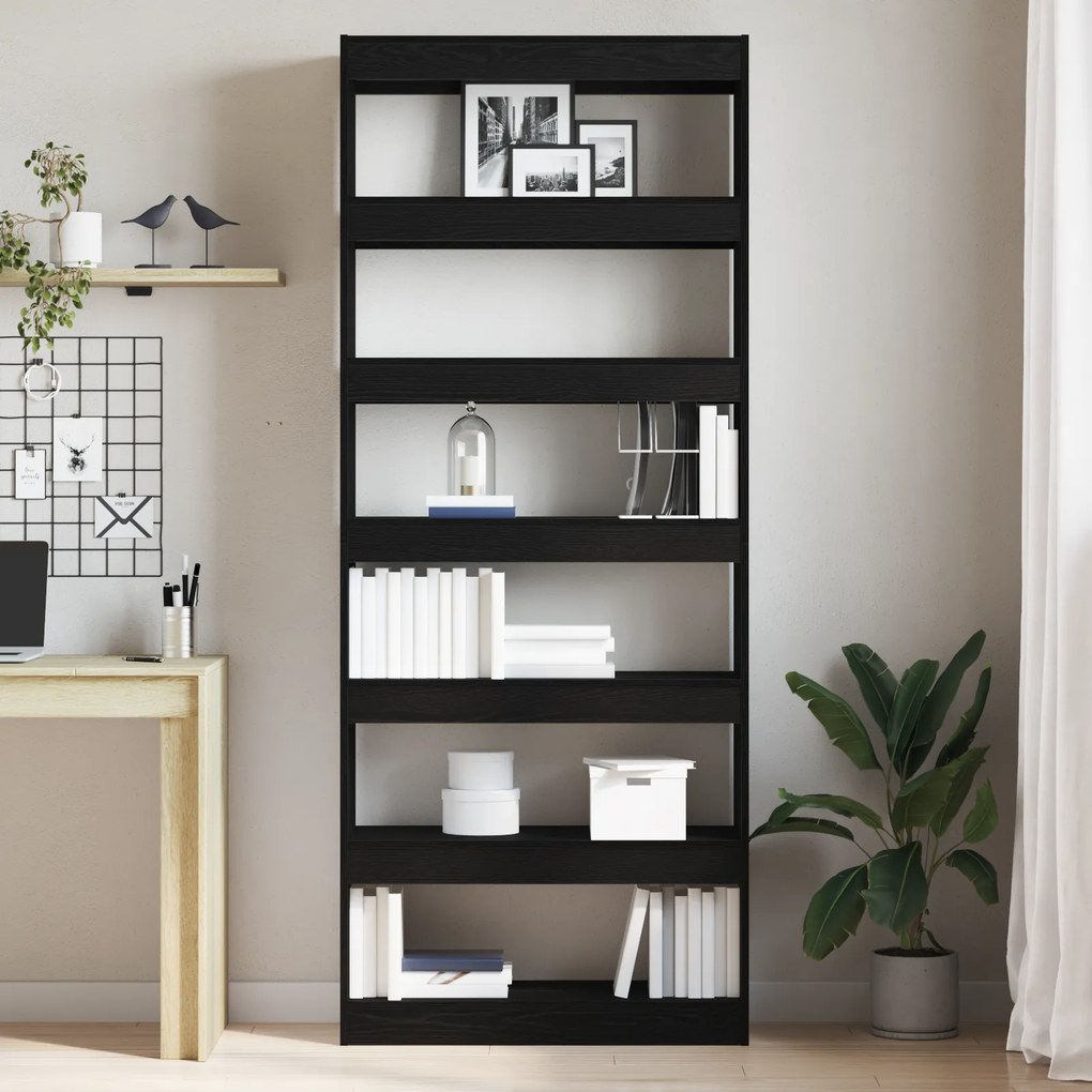 vidaXL Μαύρη Βιβλιοθήκη Μαύρη Ξύλο 80 x 30 x 198 εκ. Ραφιέρα