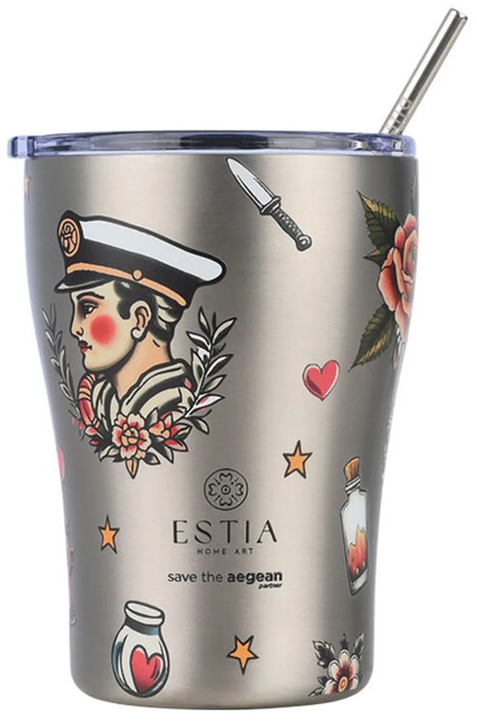 Θερμός Coffee Mug Save The Aegean 350ml Old School Ink Estia 01-31770