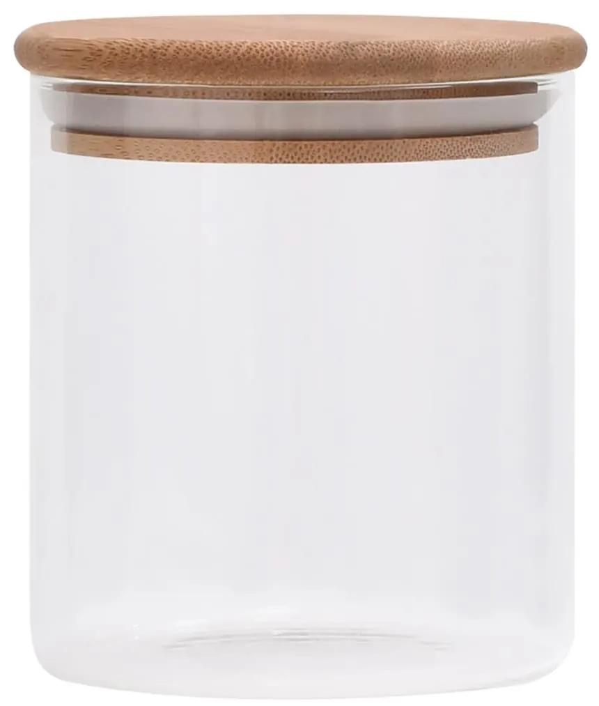 Βάζα 6 τεμ. 600 ml Γυάλινα με Καπάκι από Μπαμπού - Διαφανές
