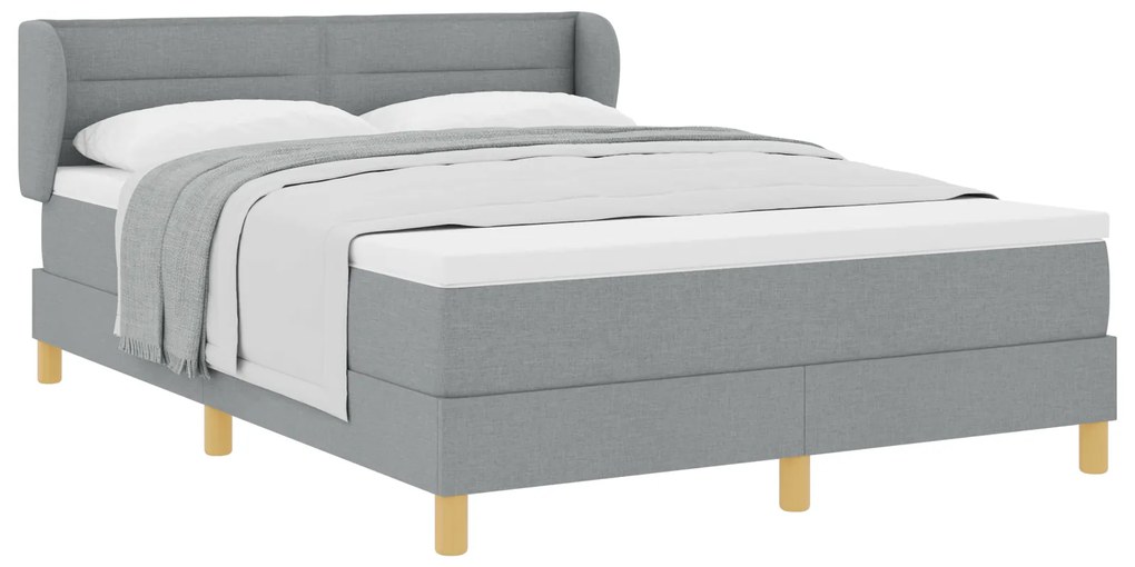 vidaXL Κρεβάτι Box Spring με Στρώμα Ανοιχτό Γκρι 160x200 εκ. Υφάσμα