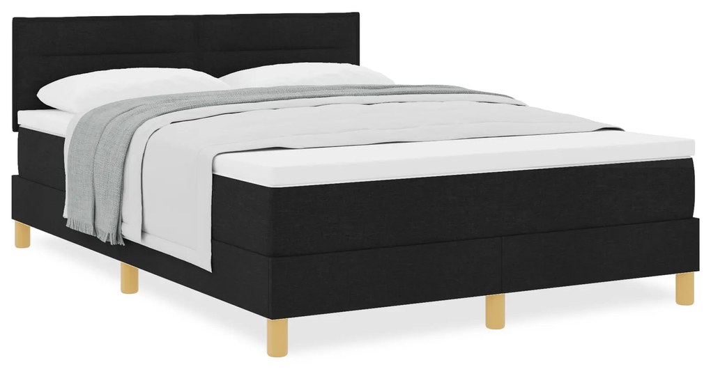 vidaXL Κρεβάτι με Στρώμα Μαύρο 140x200 εκ Ύφασμα