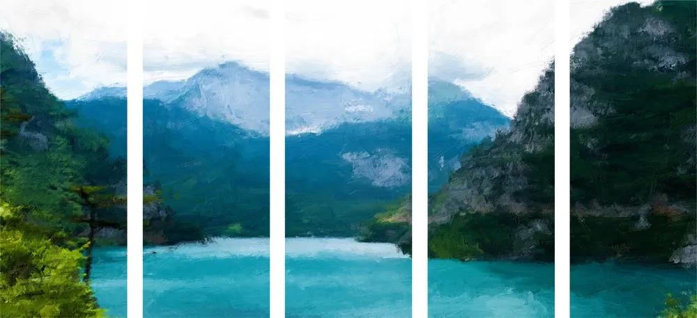 5 μέρη εικόνα ζωγραφισμένη ορεινή λίμνη