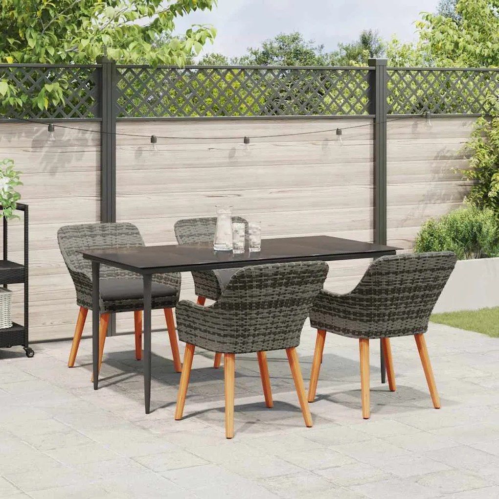 vidaXL Σέτ φαγητού για κήπο με μαξιλάρι 5 pcs Γκρι συνθετικό ρατάν
