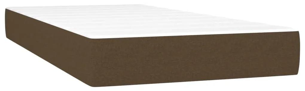Κρεβάτι Boxspring με Στρώμα &amp; LED Σκ.Καφέ 200x200 εκ Υφασμάτινο - Καφέ