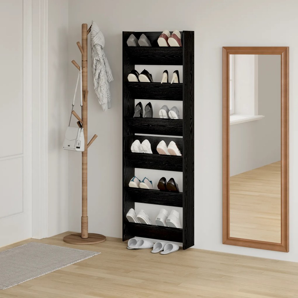 vidaXL Ντουλάπες παπουτσιών τοίχου 2 pcs Μαύρη δρυς 60 x 18 x 60 εκ