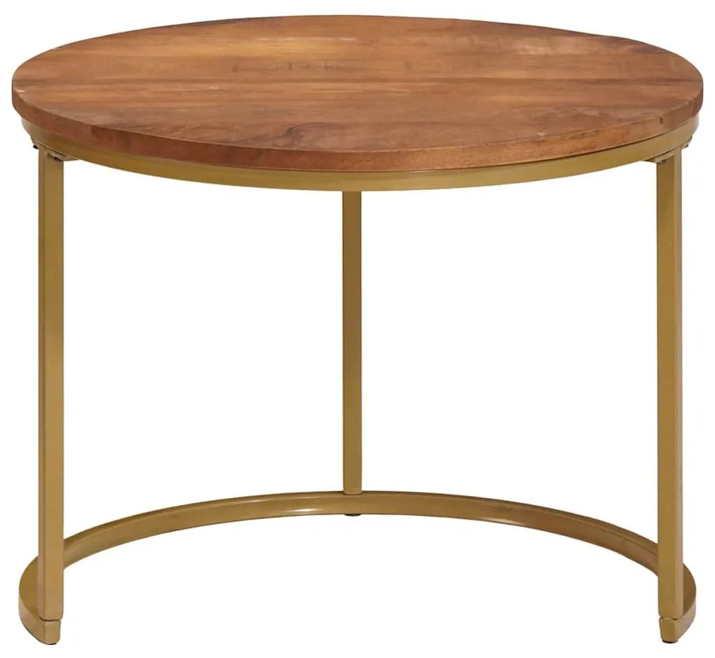 vidaXL Τραπεζάκια Καφέ Στερεών 3 pcs Μασίφ ξύλο μάνγκο και χάλυβας