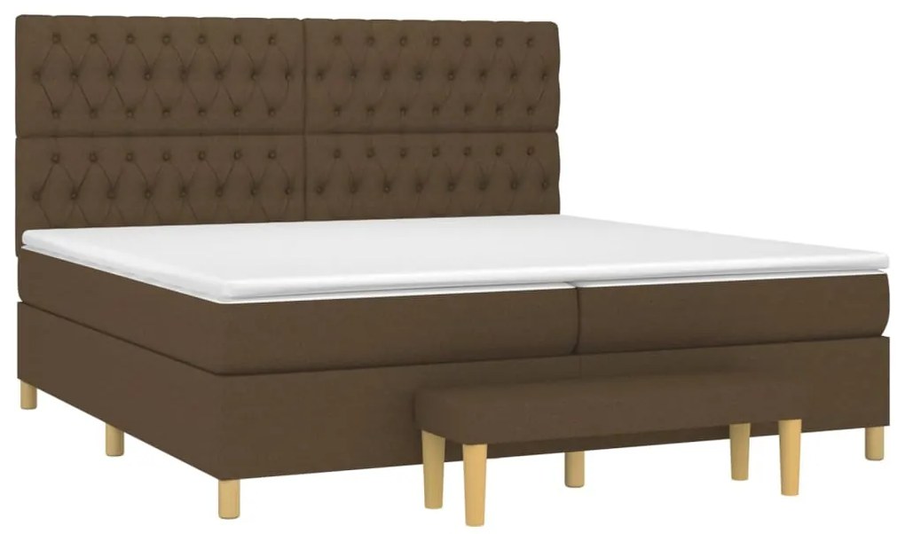 vidaXL Κρεβάτι Boxspring με Στρώμα Σκούρο Καφέ 200x200 εκ. Υφασμάτινο