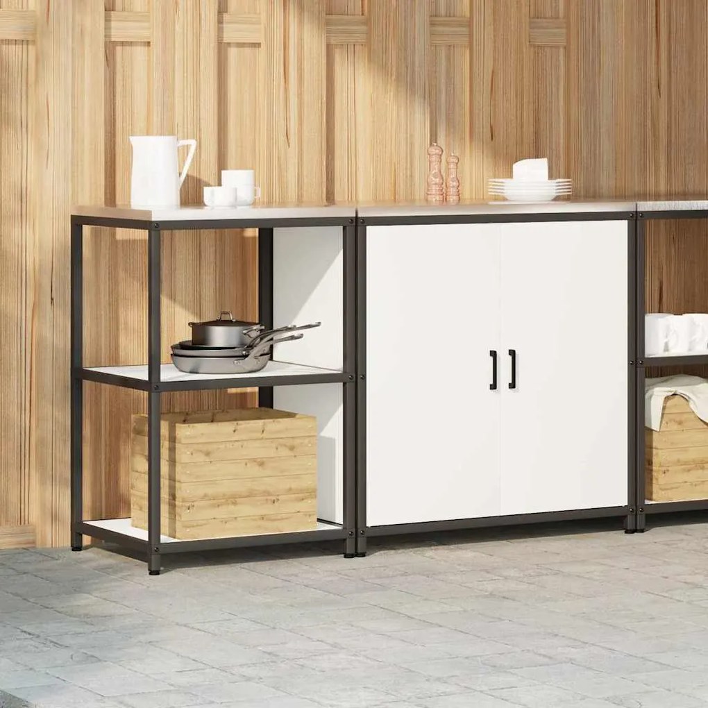 vidaXL Σετ Αποθήκευσης Κουζίνας 2 pcs Λευκό Ψυχρής έλασης χάλυβας