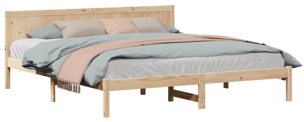 vidaXL Σκελετός Κρεβατιού Καφέ 200 x 200 cm Μασίφ ξύλο πεύκου