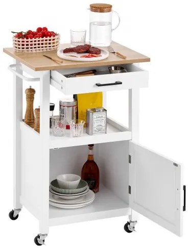 VEVOR 45x59cm Kitchen Island Cart Rolling Storage Table with Single Door Cabinet