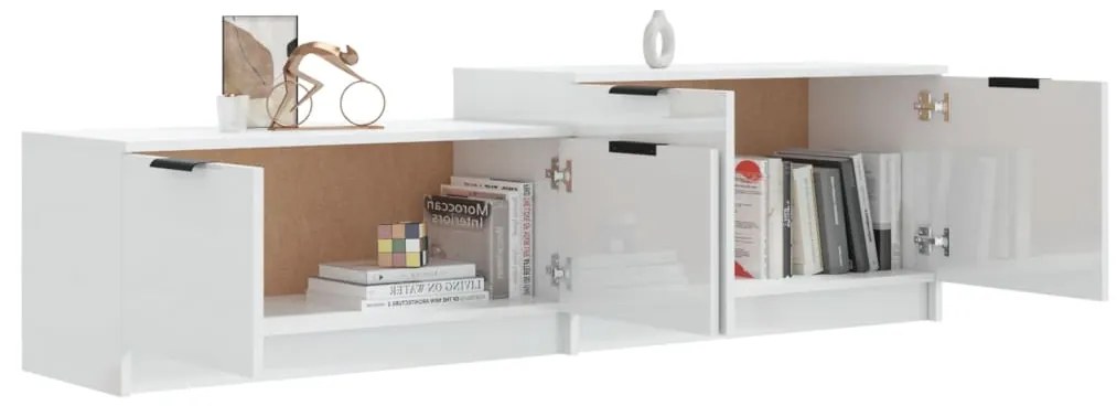 vidaXL Έπιπλο Τηλεόρασης Γυαλιστερό Λευκό 158,5x36x45 εκ. Επεξ. Ξύλο